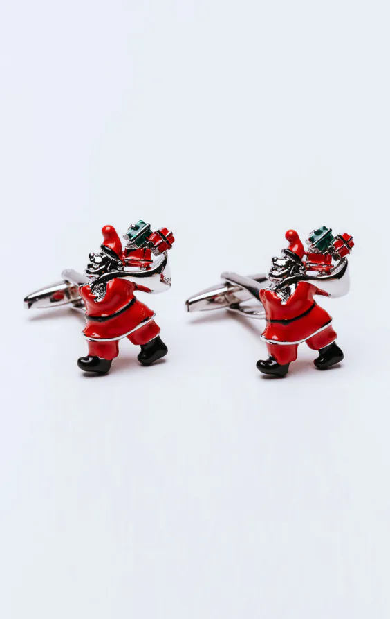 Roter Weihnachtsmann mit Geschenken Manschettenknöpfe