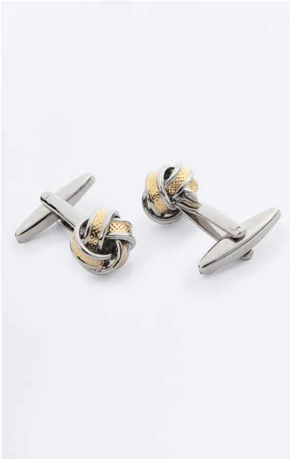 Silber und goldfarbene Knoten Manschettenknöpfe - photo 1