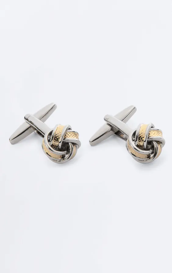 Silber und goldfarbene Knoten Manschettenknöpfe