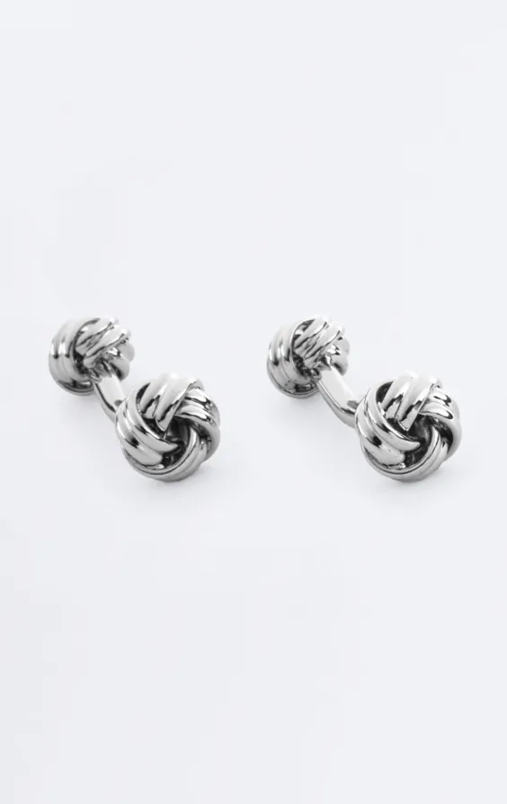 Silberfarbener Knotenstecker und Manschettenknopf-Set - photo 1