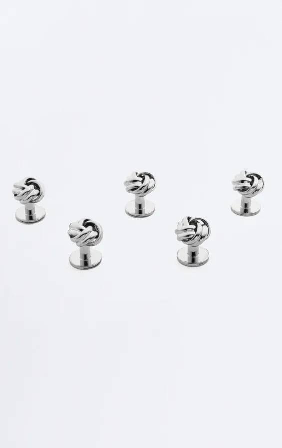 Silberfarbener Knotenstecker und Manschettenknopf-Set - photo 2