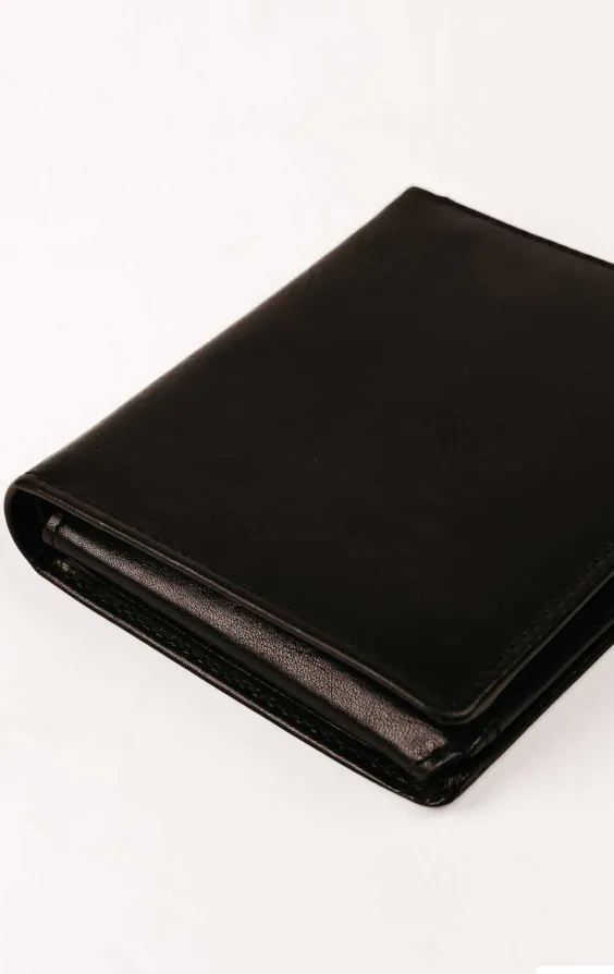 Schwarzes Leder-RFID-Geldbörse/Kreditkartenetui - photo 1