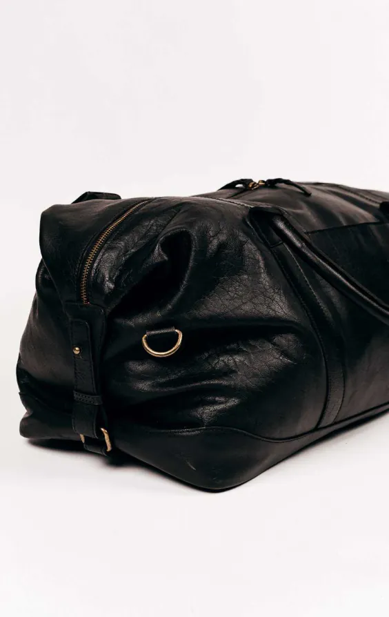 Schwarze Leder Reisetasche - photo 3
