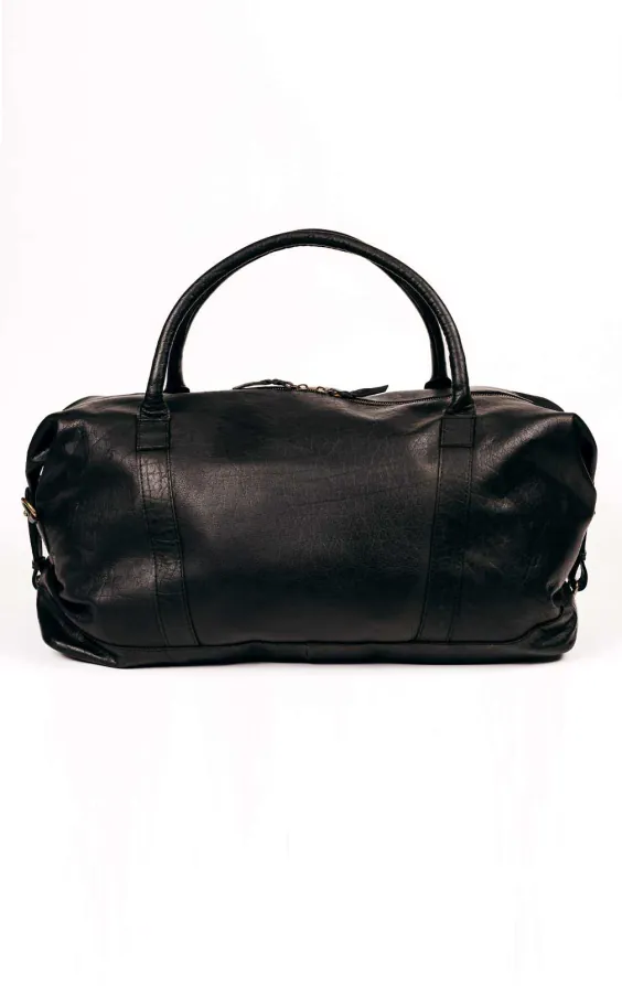 Schwarze Leder Reisetasche