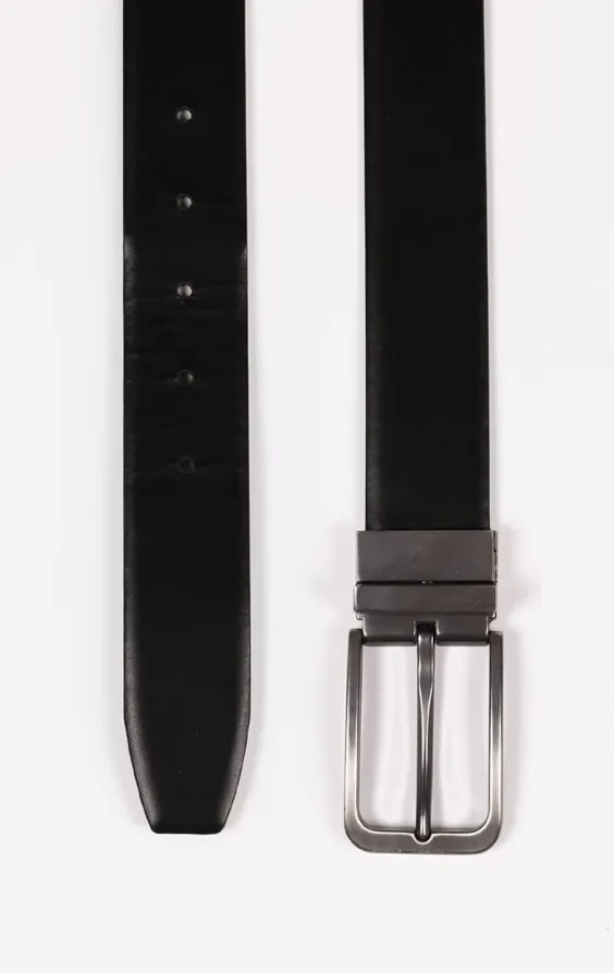 Schwarzer und brauner Wendegürtel aus Leder - photo 3