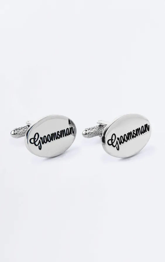 Silberfarbene 'Groomsman' Manschettenknöpfe