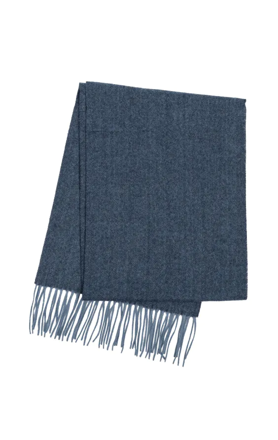 Blauer Wollschal mit Fischgrätenmuster - photo 1 Blauer Wollschal mit Fischgrätenmuster - photo 1