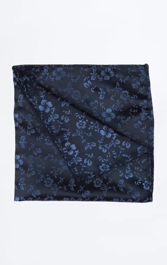 Marineblaue Einstecktuch mit Blumenmuster Marineblaue Einstecktuch mit Blumenmuster