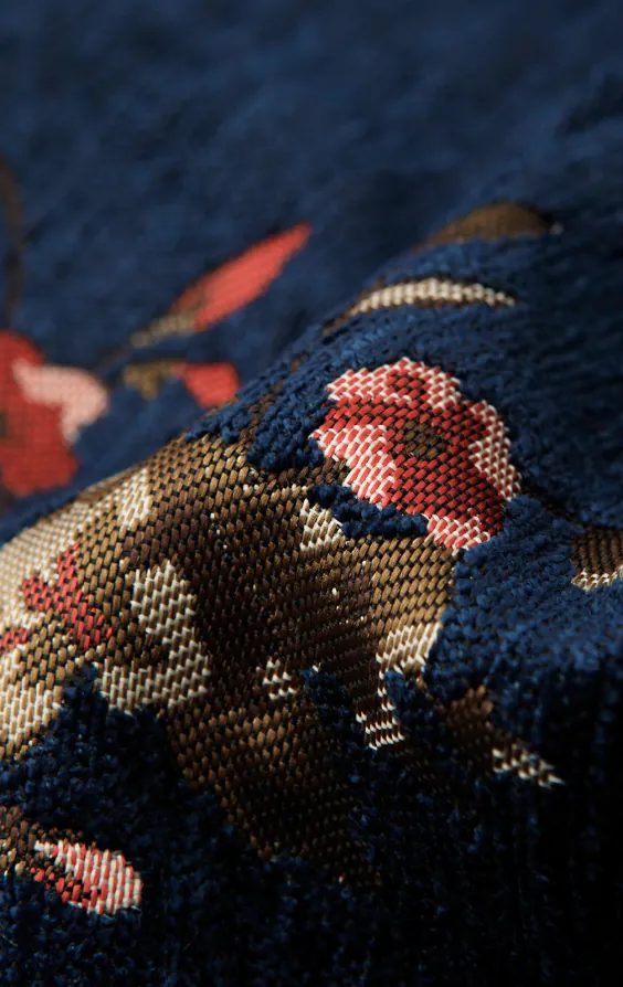 Weste, Blau, Florales Brokat - photo 3