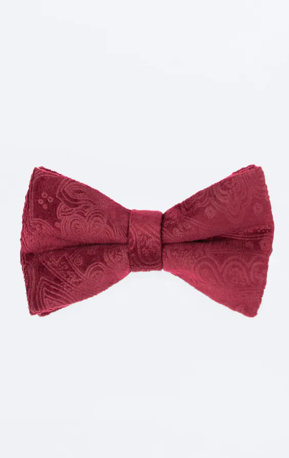 Dobell Samt Fliege, Bordeaux mit Paisleymuster