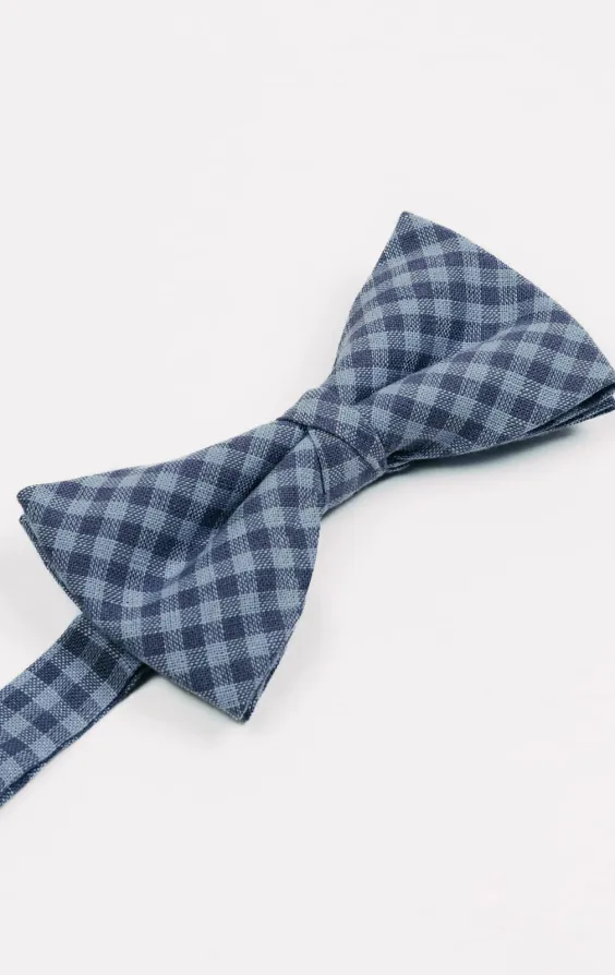 Dobell Leinenfliege Blau Gingham Karo - photo 1