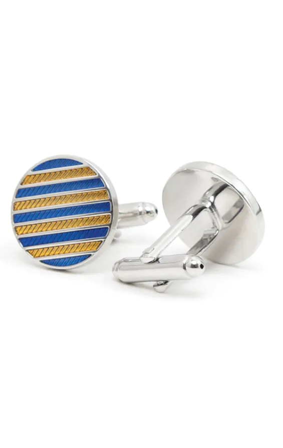 Dobell Manschettenknöpfe, Blau Gold Gestreift - photo 1