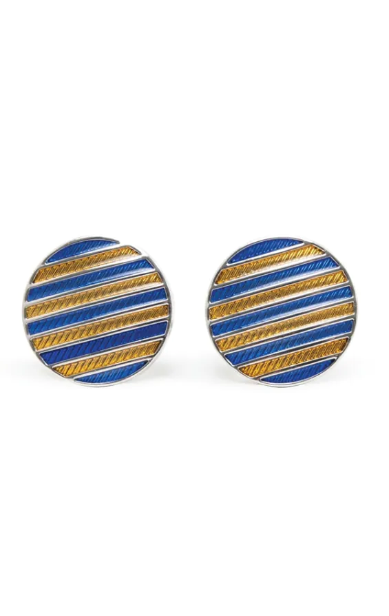 Dobell Manschettenknöpfe, Blau Gold Gestreift - photo 2