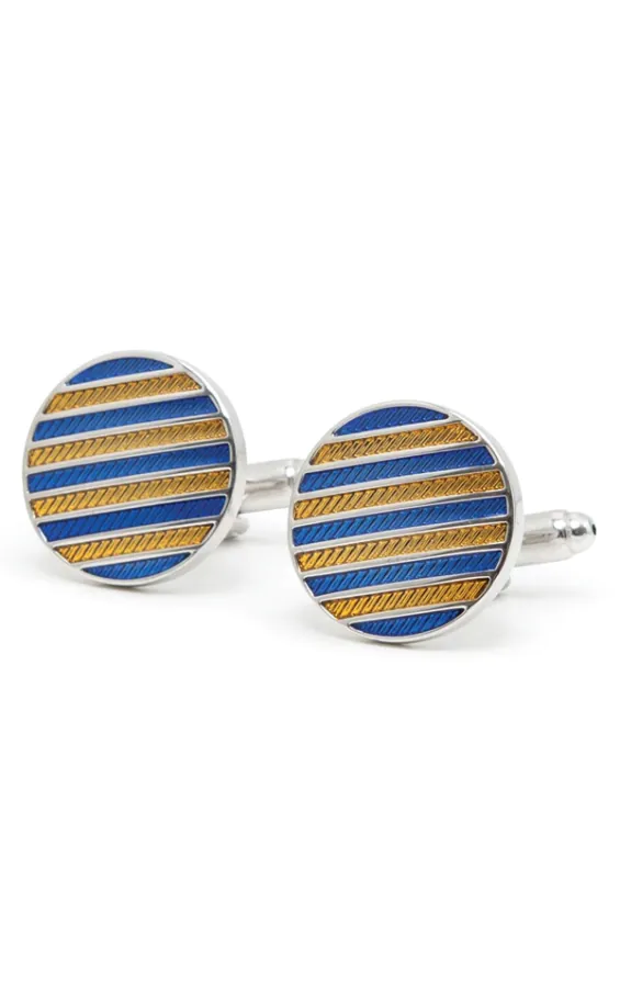 Dobell Manschettenknöpfe, Blau Gold Gestreift