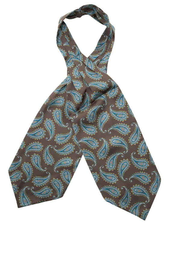 Krawattenschal, braun, blaues Paisley Muster - photo 2