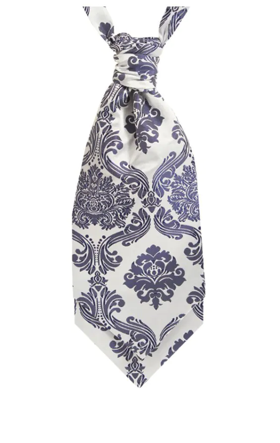 Dobell Viktorianischer Jacquard Plastron in Marineblau