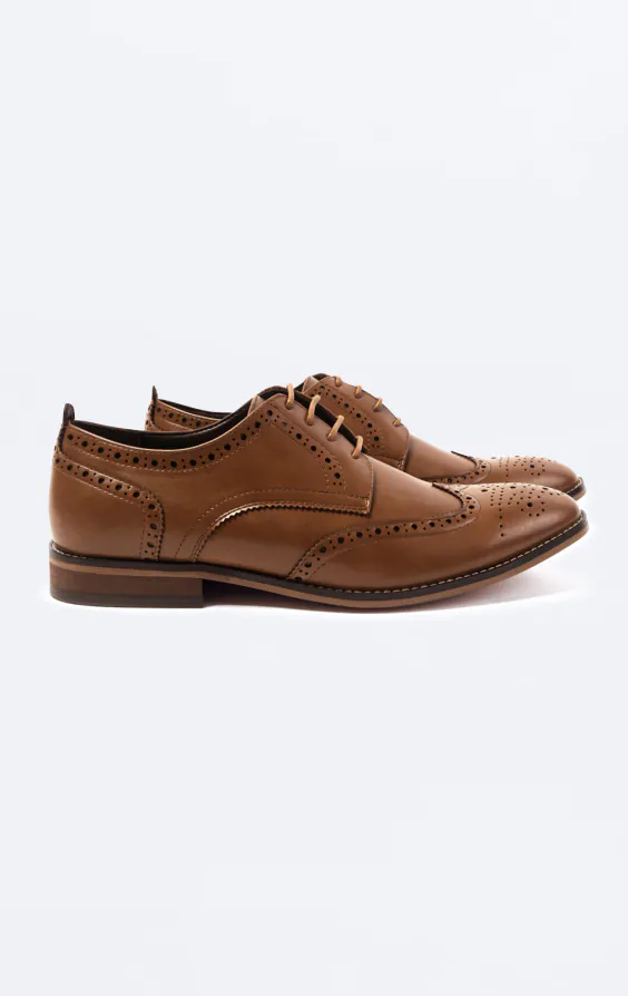 Tan Derby Brogue Schuhe