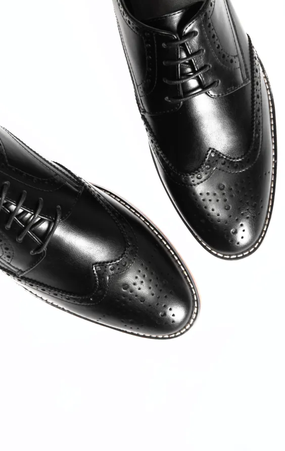 Schwarze Derby Brogue Schuhe - photo 1
