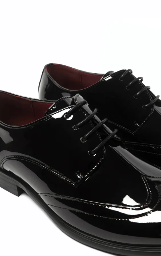 Schwarz Lack Brogue Schuhe - photo 3
