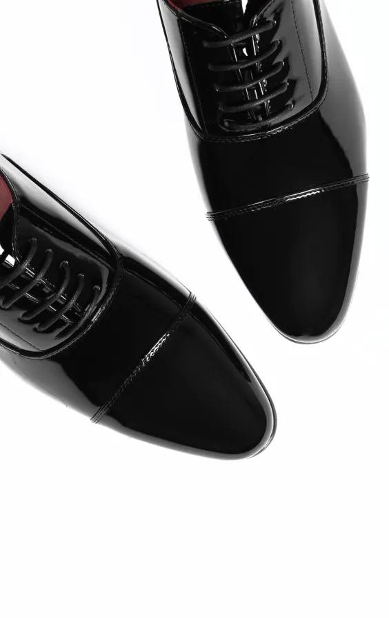 Schwarz Lack Oxford Zehenkappe Schuhe - photo 1