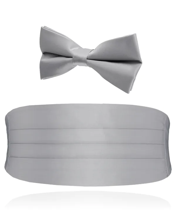 Set, Kummerbund und Fliege für Jungen, Silber