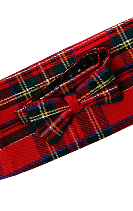 Fliege & Kummerbund Set, Rotes Schottenkaro - photo 1