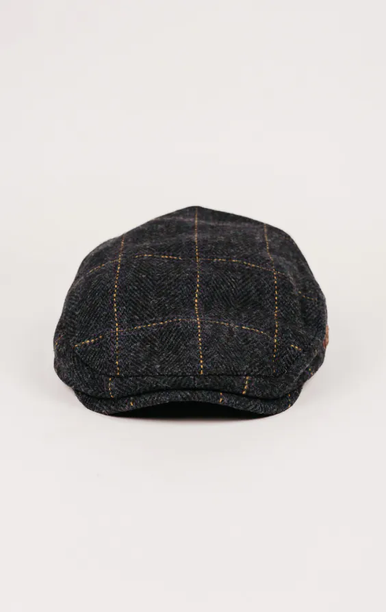 Marineblaue Twill-Karo-Flachmütze - photo 1