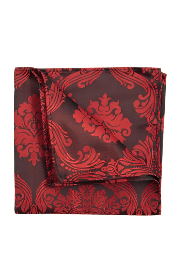 Rotes Jacquard-Einstecktuch, Barockmuster