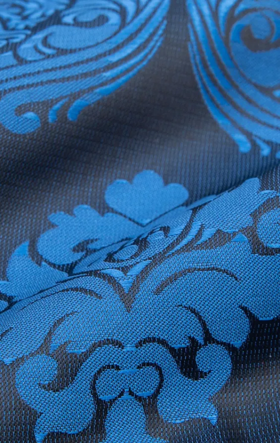 Blaues Jacquard-Einstecktuch, Barockmuster - photo 1