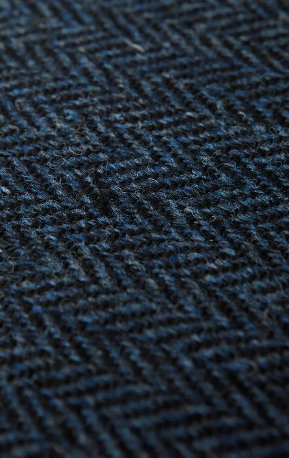 Harris Tweed Weste, Blau-Schwarz, Fischgrätenmuster - photo 3