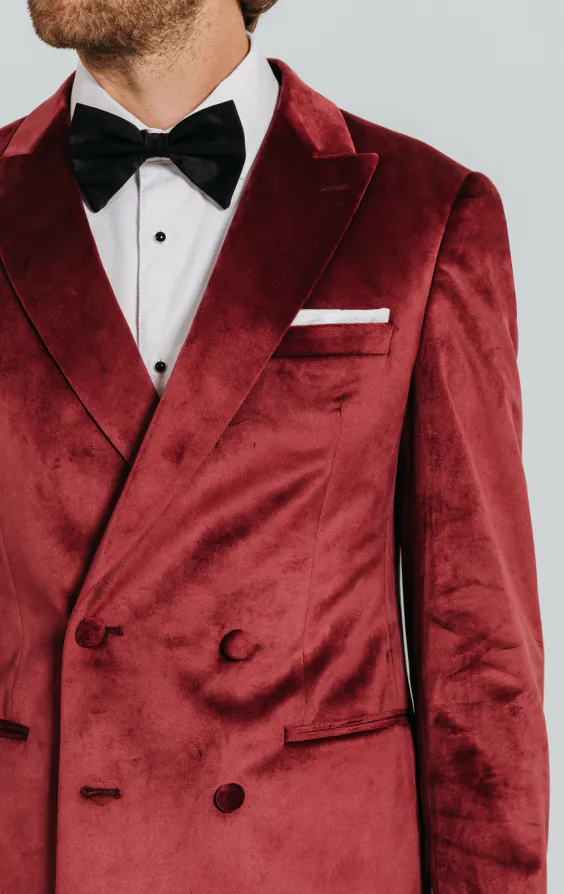 Samt Zweireihig Smoking Jackett in Weinrot - photo 4 Samt Zweireihig Smoking Jackett in Weinrot - photo 4