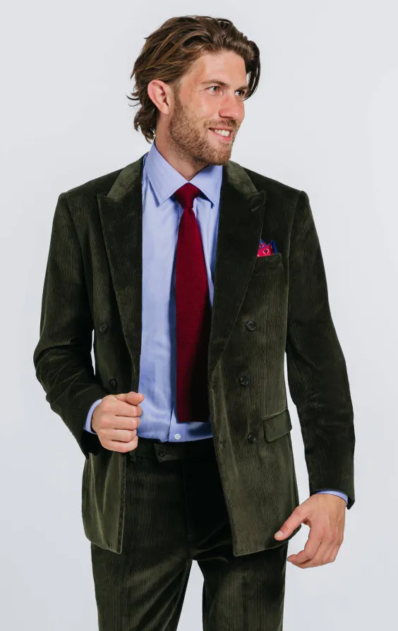 Grüner Cordjacke, Zweireihig Grüner Cordjacke, Zweireihig