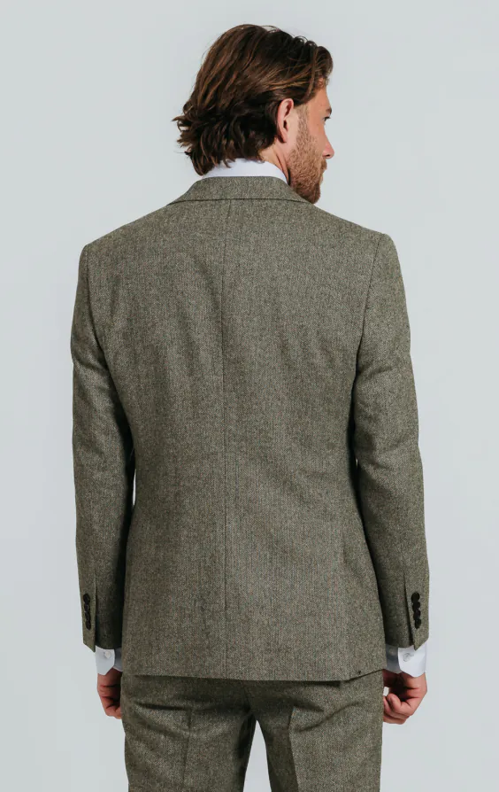 Salbeigrün Fischgrätenmuster Tweed 3-Teilig Anzug - photo 2 Salbeigrün Fischgrätenmuster Tweed 3-Teilig Anzug - photo 2