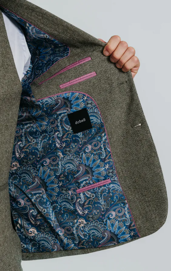 Salbeigrün Fischgrätenmuster Tweed 3-Teilig Anzug - photo 5 Salbeigrün Fischgrätenmuster Tweed 3-Teilig Anzug - photo 5
