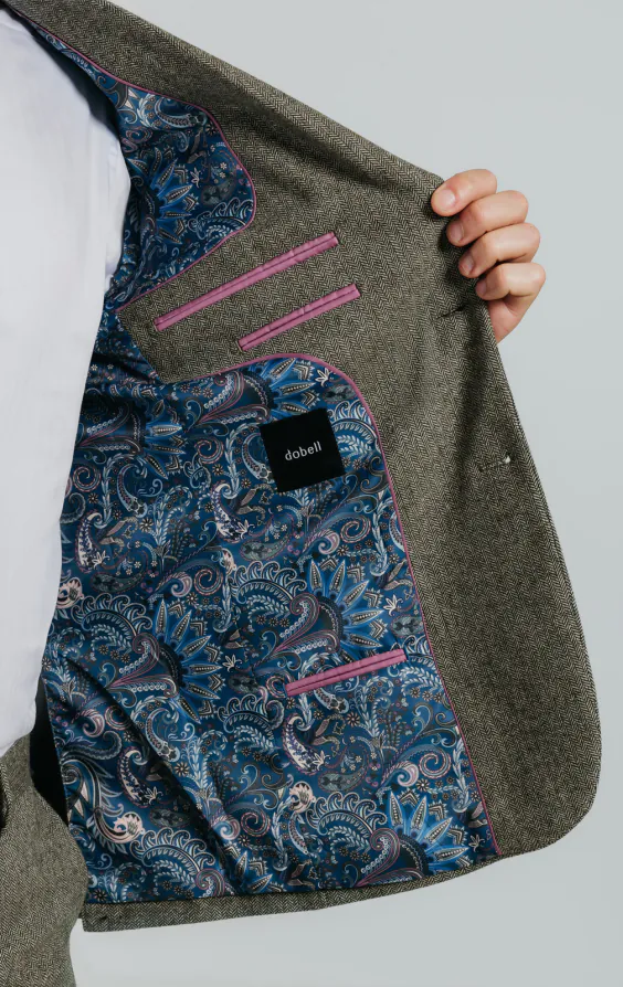 Salbeigrün Fischgrätenmuster Tweed Anzug Jackett - photo 4 Salbeigrün Fischgrätenmuster Tweed Anzug Jackett - photo 4