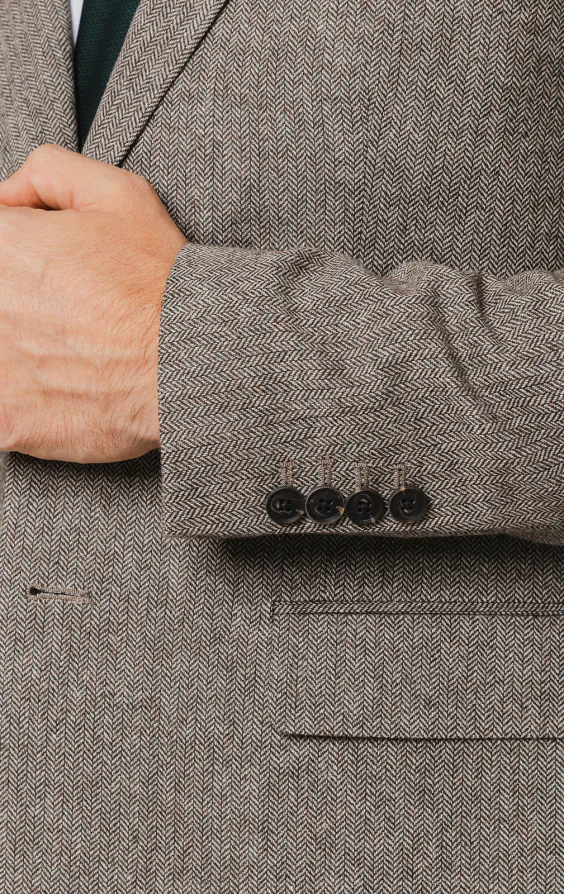 Braun Fischgrätenmuster Tweed Anzug - photo 1