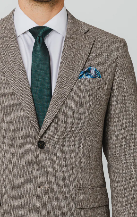 Braun Fischgrätenmuster Tweed Anzug - photo 3