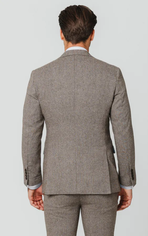 Braun Fischgrätenmuster Tweed Anzug - photo 5
