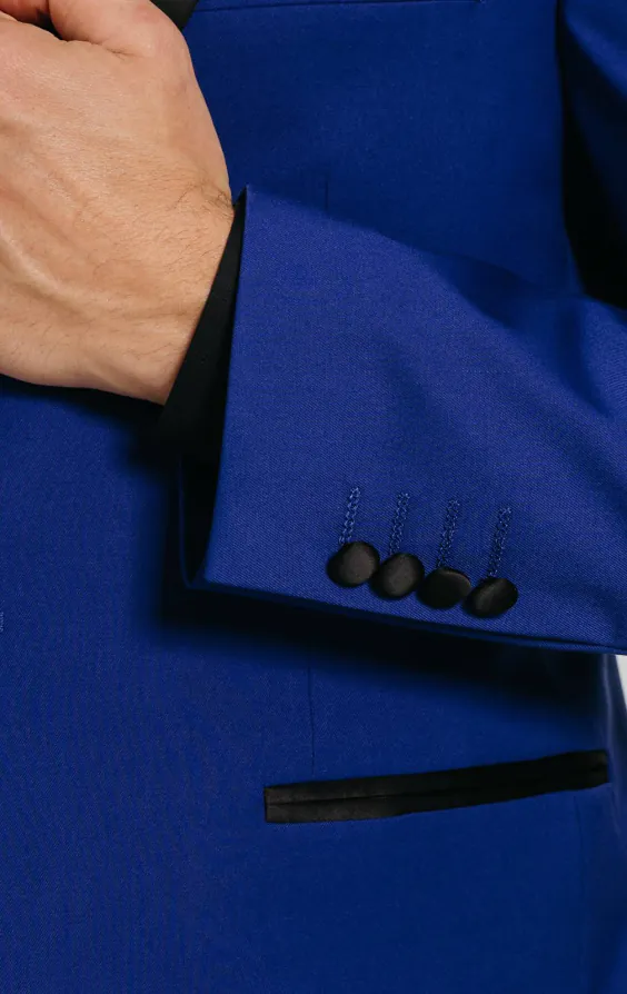 Leuchtend Blau 3-Teilig Smoking mit Steigendem Revers - photo 3