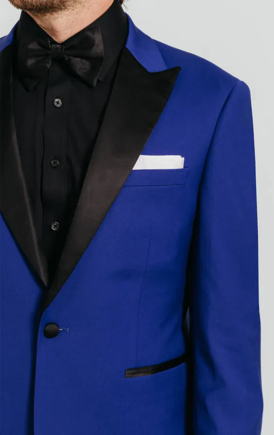 Leuchtend Blau Smoking mit Steigendem Revers - photo 4 Leuchtend Blau Smoking mit Steigendem Revers - photo 4