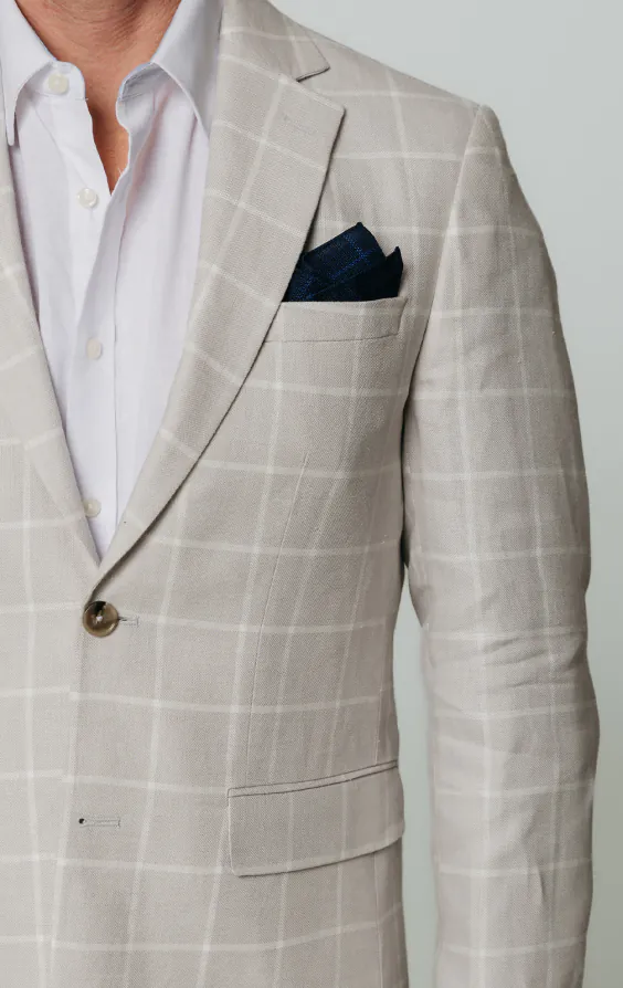 Hellgraue Leinenjacke mit Windowpane-Karo - photo 3 Hellgraue Leinenjacke mit Windowpane-Karo - photo 3