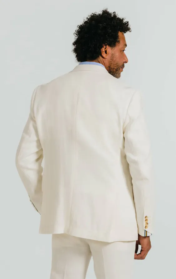 Naturweiß Anzugjacke aus Leinen-Twill - photo 1