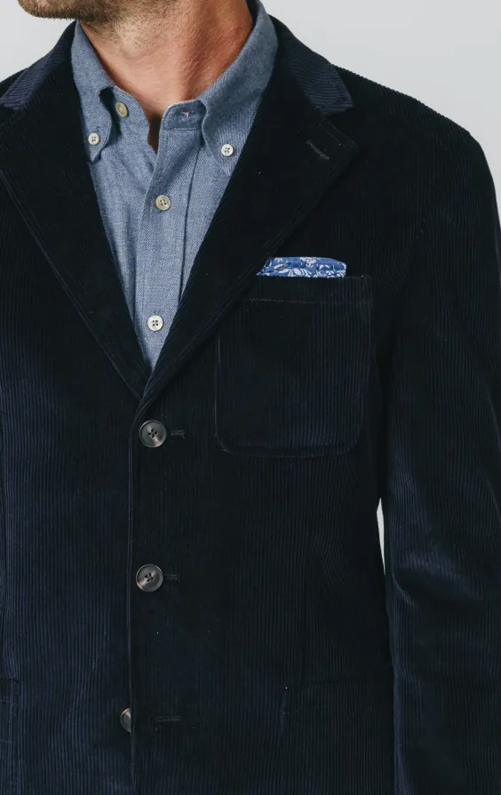 Marineblau Cordjacke mit aufgesetzten Taschen - photo 3 Marineblau Cordjacke mit aufgesetzten Taschen - photo 3