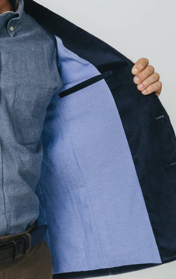 Marineblau Cordjacke mit aufgesetzten Taschen - photo 4 Marineblau Cordjacke mit aufgesetzten Taschen - photo 4