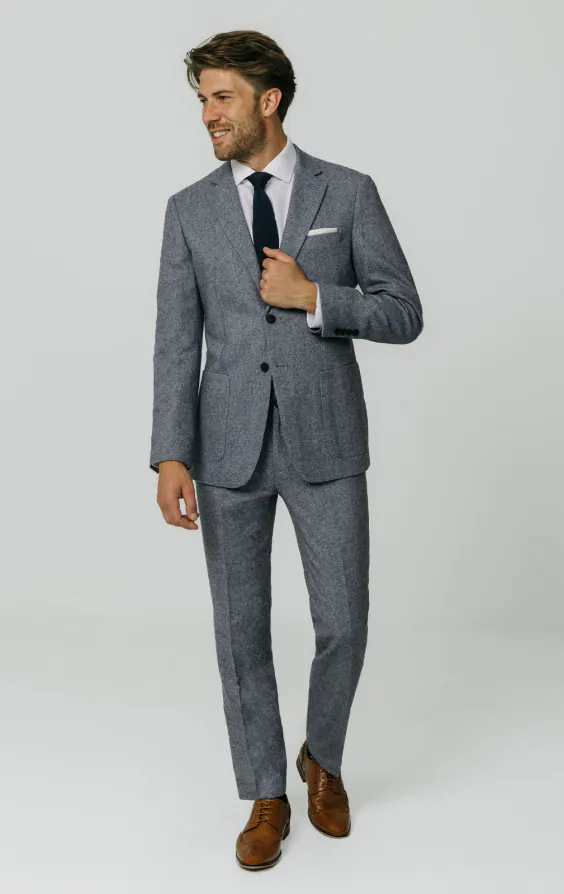 Blau Donegal Tweed Anzug Jackett - photo 1