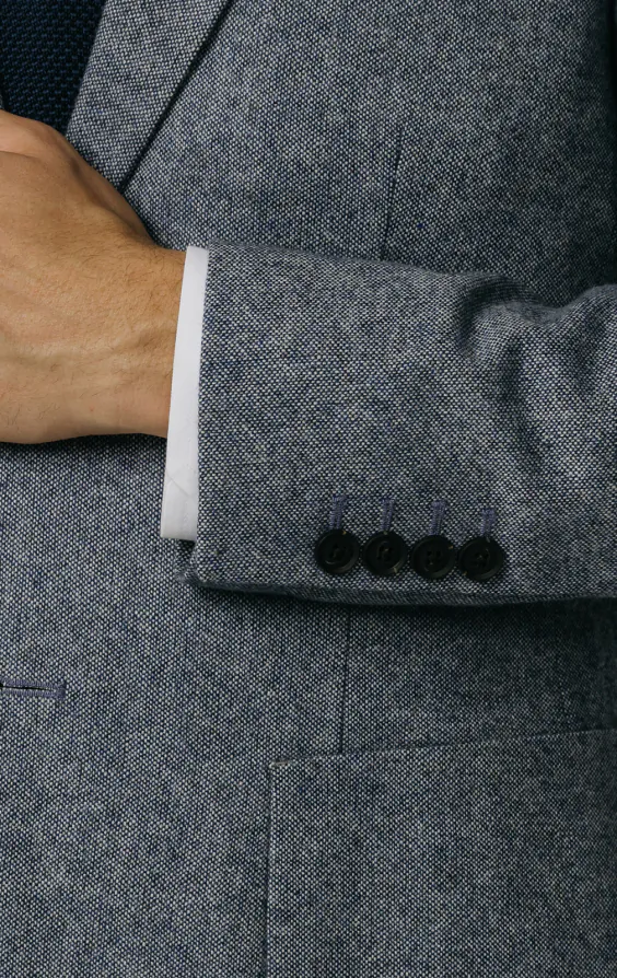 Blau Donegal Tweed Anzug Jackett - photo 2