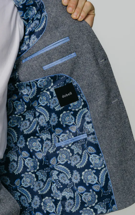 Blau Donegal Tweed Anzug Jackett - photo 4