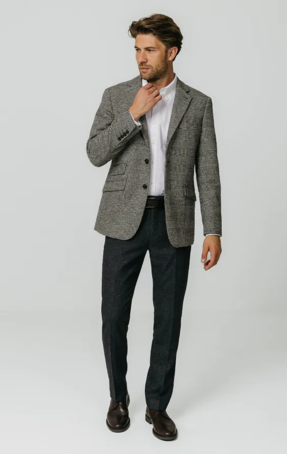 Schwarz und cremefarben Prince of Wales Tweed Karo Jackett - photo 1