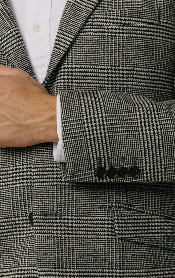 Schwarz und cremefarben Prince of Wales Tweed Karo Jackett - photo 2
