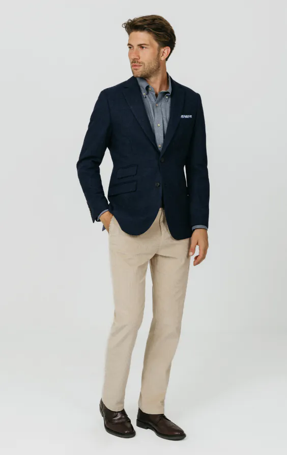 Marineblau Tweed Jackett mit Fischgrätmuster - photo 1 Marineblau Tweed Jackett mit Fischgrätmuster - photo 1